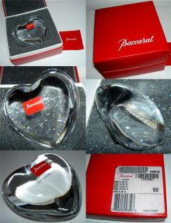 Authentic $170 Baccarat Crystal Clear Puff Heart Paperweight Brand New 