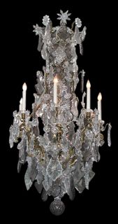 2898 Antique 19th C Baccarat Crystal Bronze Chandelier with Candles 