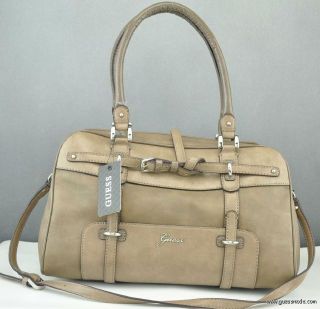 Free SH New Guess Handbag Ladies Avera Box Satchel Taupe Bag Authentic 