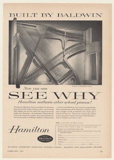 1960 Hamilton School Piano Built by Baldwin Interior Ad