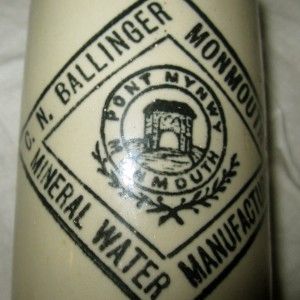 Post 1911 Salt Glazed Ballinger Monmouth Mineral Water Bottle 