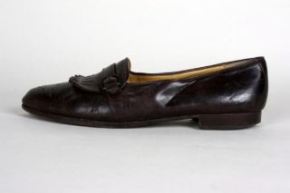 Vintage Bally Chocolate Brown Leather Tassel Loafer Shoes 11 D Italy 