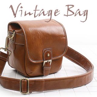 Stylish Vintage DSLR Camera Bag Brown Shoulder Strap