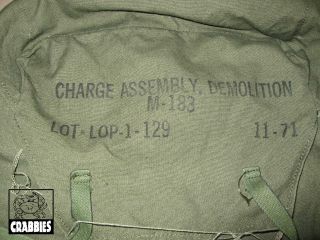   Charge Assembly Bag Type M 183 US Army Navy EOD Canvas Bag Seals  NR