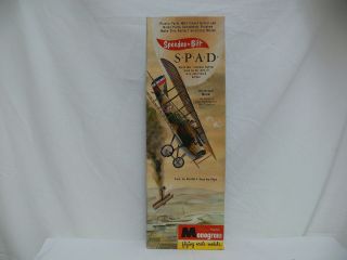   1957 Monogram Flying Scale Model Plane Kit SPAD WWI Biplane Balsa Wood