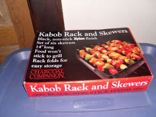 NIB Charcoal Companion BBQ Kabob Rack 6 Skewers New