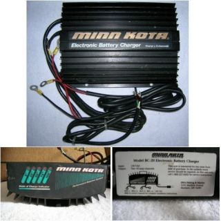 USED Minn Kota BC 20 Electronic Battery Charger, 120VAC, Two 10A 