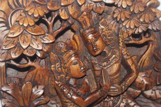 Bali craft wooden panel wall, Hand Wood Carved Statue, Bali Art