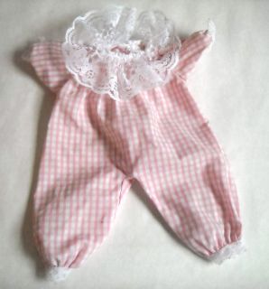 Baby Doll Clothes White Pink Gingham Sleeper Romper 14