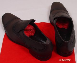 Bally Shoes $540 Dark Brown Goatskin Captoe Stitched Danube Loafer 12 