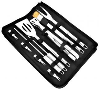 Stainless Steel BBQ Grill Tools 11 Piece Barbeque Utensils Set Case 