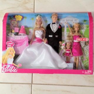 Barbie I Can Be Bride 4 Doll Wedding Party Play Set Ken Bridal 