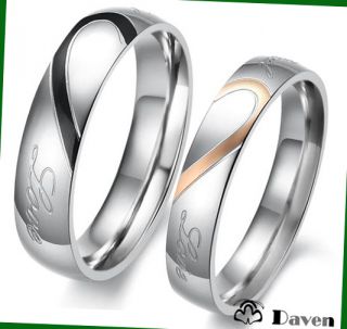   Titanium Steel Promise Ring Couple Wedding Bands Many Sizes