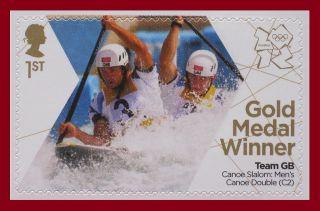   Olympic Gold Medal Stamp Mens Canoe Double Baillie Stott Stamp