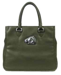 Barry Kieselstein Cord Ed Sterling Horse Leather Olive Shopper Tote 