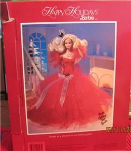 1988 holiday happy holidays christmas barbie doll box new never out of 