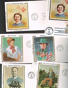    stamp Colorano Silk Clara Barton Red Cross Girl Scouts Juliette Lowe