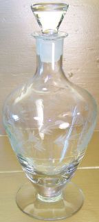   Small Delicate Etched Floral Decanter Barware Bar Wine Liquor