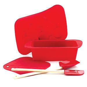 BETTY CROCKER 5 PC SILICONE BAKEWARE KITCHEN SET LOAF PAN MUFFIN SPOON 