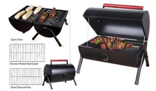 Sunbeam Black Steel Iron Portable Camping Charcoal BBQ Grill Barbeque 