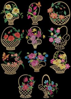 vintage floral basket collection machine embroidery designs 4x4 hoop 