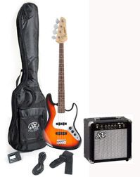 SX Ursa 2 Pack RN 3TS Bass Guitar Package w Free Amp Carry Bag and 
