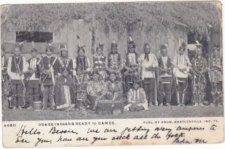    Postcard Indian Territory Osage Indians Dance Bartlesville Oklahoma