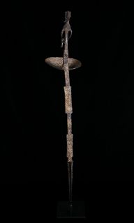 Bamana Bambara Old Iron Lamp w/ Figure Antique African Art Tribal 