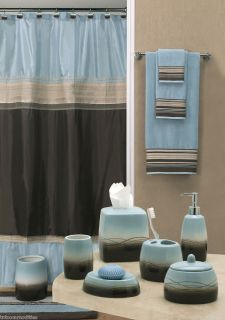   Style Mystique Blue Brown Bath Accessories Bathroom Collection