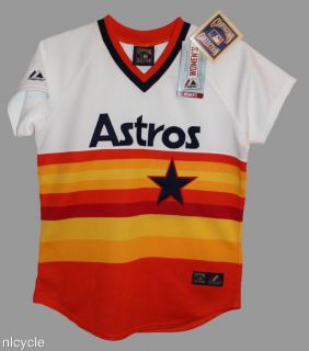 Houston Astros MLB Majestic Cooperstown Throwback Jersey Womens s M L 