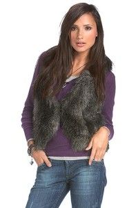 esprit $ 90 faux fur black cropped vest medium