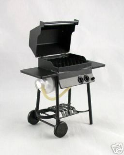 Dollhouse Miniature Black Barbecue Grill with Propane Tank