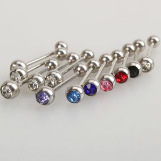   Ring Stud Body Jewelry Bars Barbell Multi Colored Rhinestone