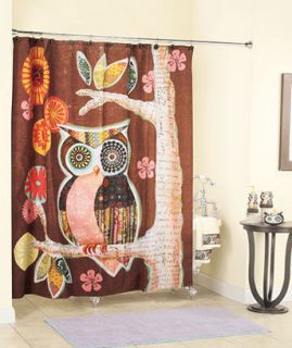 Owl Lechuza Bath Accessories Shower Curtain Hooks Towels Valance 