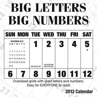 2013 Big Letters Big Numbers by Zebra Publishing Corp. 2012, Calendar 