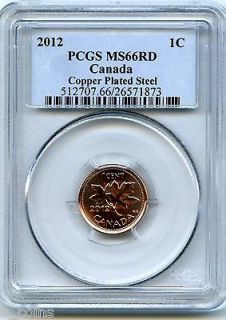 2012 CANADA CENT PCGS MS66 RD MAGNETIC STEEL HIGH GRADE LAST YEAR OF 