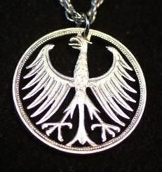 german germany five 5 mark silver eagle coin necklace one