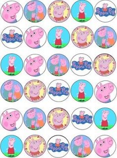 30 x peppa pig mixed images edible cup cake toppers