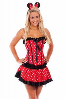 Ladies Fancy Dress Costume Mickey Minnie Mouse Disney Corset sz 6   8