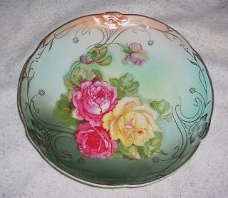 ANTIQUE LG CART TIELSCH ALTWASSER, SILESIA GERMANY CHINA FLORAL PLATE 