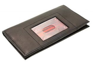 Genuine Leather Men Or Womens Slim Checkbook Wallet With ID Outside 