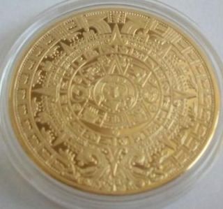 1OZ OUNCE 24k 999 FINE PURE GOLD CLAD COIN MAYAN END OF WORLD PROPHECY 