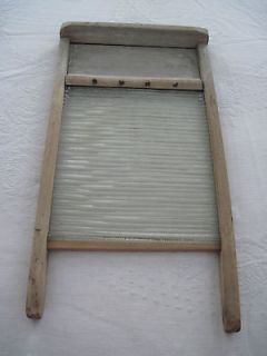 VINTAGE PRIMITIVE WOODEN w/GLASS WASHBOARD 23x12.5 Great Collectible