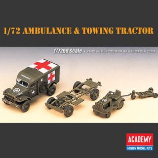 NEW 1/72 AMBULANCE & TOWING TRACTOR Truck Academy Model Kit U.S 