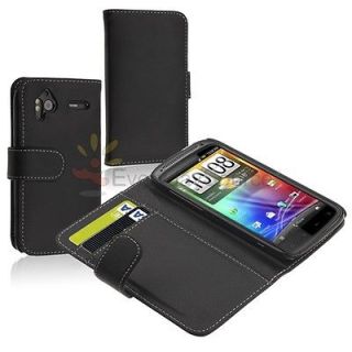 Black Leather Pouch Case Cover w/Wallet For HTC Sensation 4G