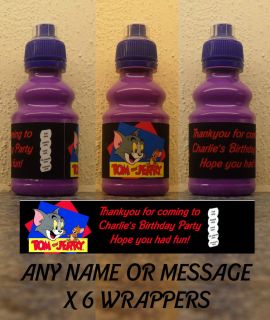 TOM AND JERRY Personalised Fruit Shoot 200ml Wrappers   Party Bag x 6