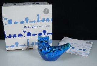 Italian Pottery Bitossi Rimini Blu Miniature OWL Figurine   Ltd Ed 