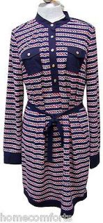 New TORY BURCH Suzette DRESS XL/16 red/white/blue jersey knit 
