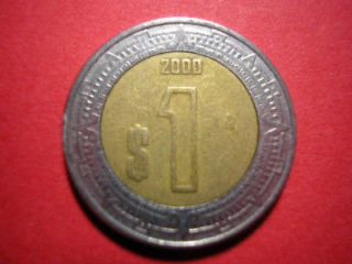 2000 Un Peso $1 Mexico Coin Estados Unidos Mexicanos Clad Foreign 