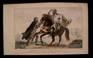 knights templar guerre france 1838 hand color costume time left $ 39 
